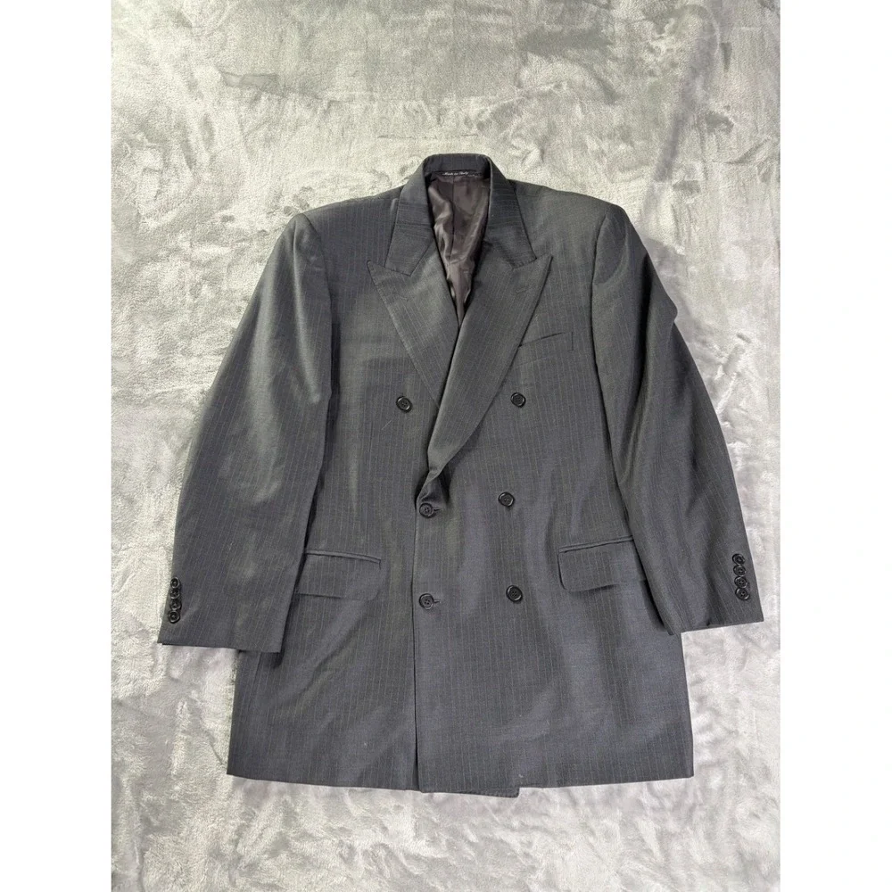 Canali Super 120's Blazer Black Sz 52 7 R Striped